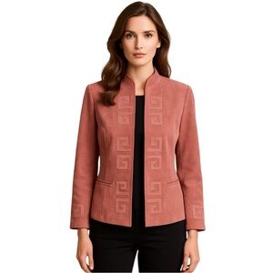 Kong Leung Tailor Vintage Rose Suede-Finish Blazer Jacket Size M EUC